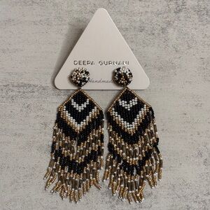 Deepa Gurnani Beaded Chevron Statement Earrings